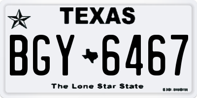 TX license plate BGY6467