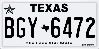 TX license plate BGY6472