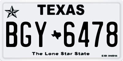 TX license plate BGY6478