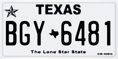 TX license plate BGY6481