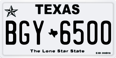 TX license plate BGY6500