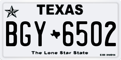 TX license plate BGY6502