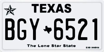 TX license plate BGY6521