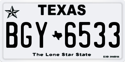 TX license plate BGY6533