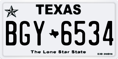 TX license plate BGY6534