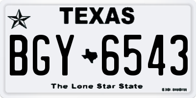 TX license plate BGY6543