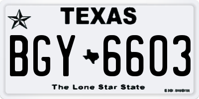 TX license plate BGY6603