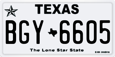 TX license plate BGY6605
