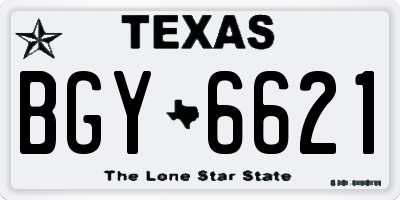 TX license plate BGY6621