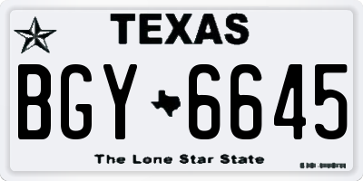 TX license plate BGY6645
