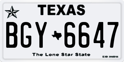 TX license plate BGY6647