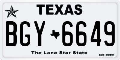 TX license plate BGY6649