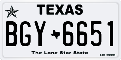 TX license plate BGY6651