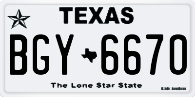 TX license plate BGY6670
