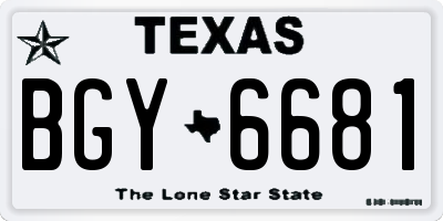 TX license plate BGY6681