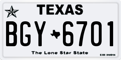 TX license plate BGY6701