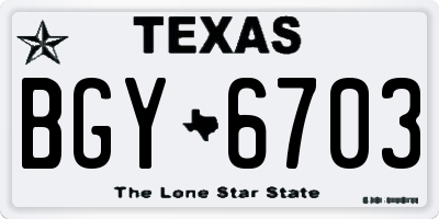TX license plate BGY6703