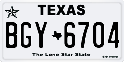 TX license plate BGY6704