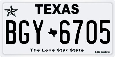 TX license plate BGY6705