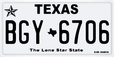 TX license plate BGY6706