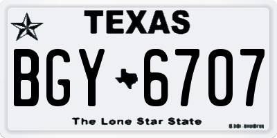 TX license plate BGY6707