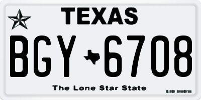 TX license plate BGY6708