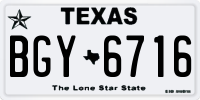 TX license plate BGY6716