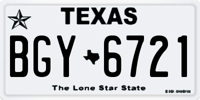 TX license plate BGY6721