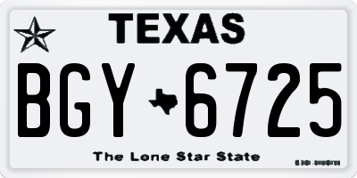 TX license plate BGY6725