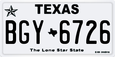 TX license plate BGY6726