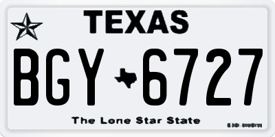 TX license plate BGY6727