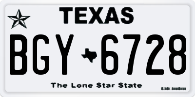 TX license plate BGY6728