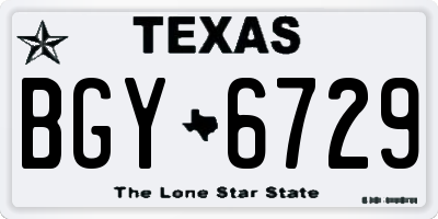 TX license plate BGY6729