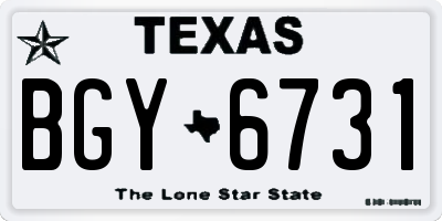 TX license plate BGY6731