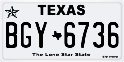 TX license plate BGY6736