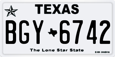 TX license plate BGY6742