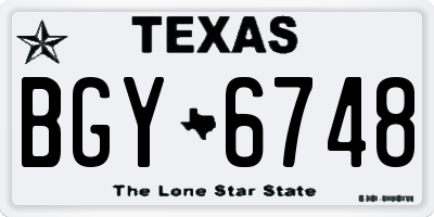 TX license plate BGY6748