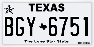 TX license plate BGY6751
