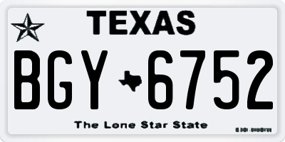 TX license plate BGY6752