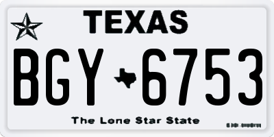 TX license plate BGY6753