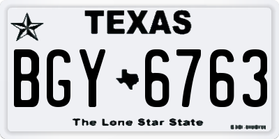TX license plate BGY6763