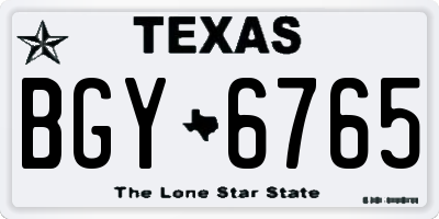 TX license plate BGY6765