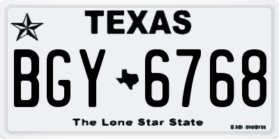 TX license plate BGY6768