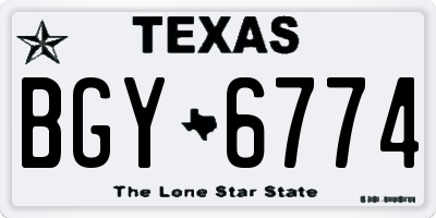 TX license plate BGY6774