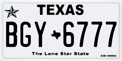 TX license plate BGY6777