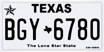 TX license plate BGY6780
