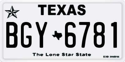 TX license plate BGY6781