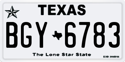 TX license plate BGY6783