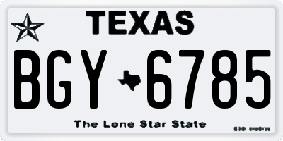 TX license plate BGY6785