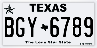 TX license plate BGY6789